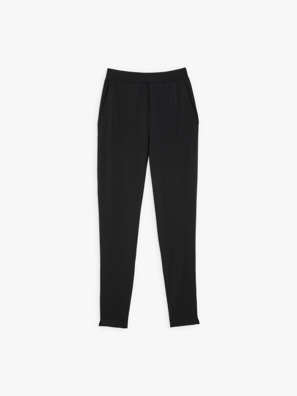 black stretch crepe Carotte trousers_1
