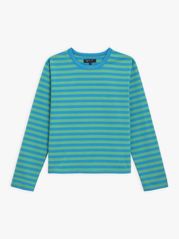 blue and green Lil Cool t-shirt with stripes_1