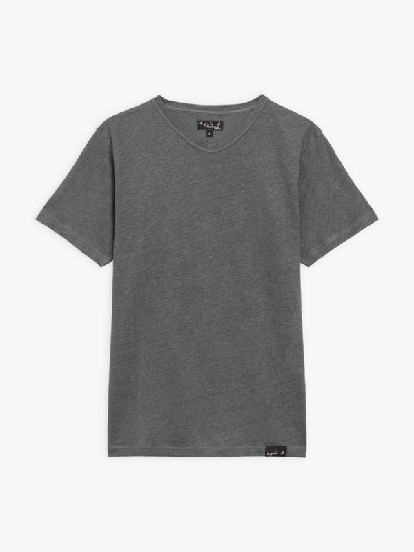 dark grey linen Roll t-shirt_1
