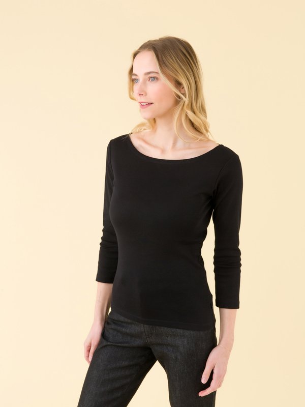black 3/4-length sleeves Leopard t-shirt_11