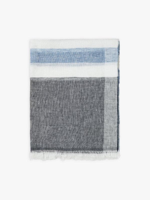 dark blue linen Timea scarf with stripes_1