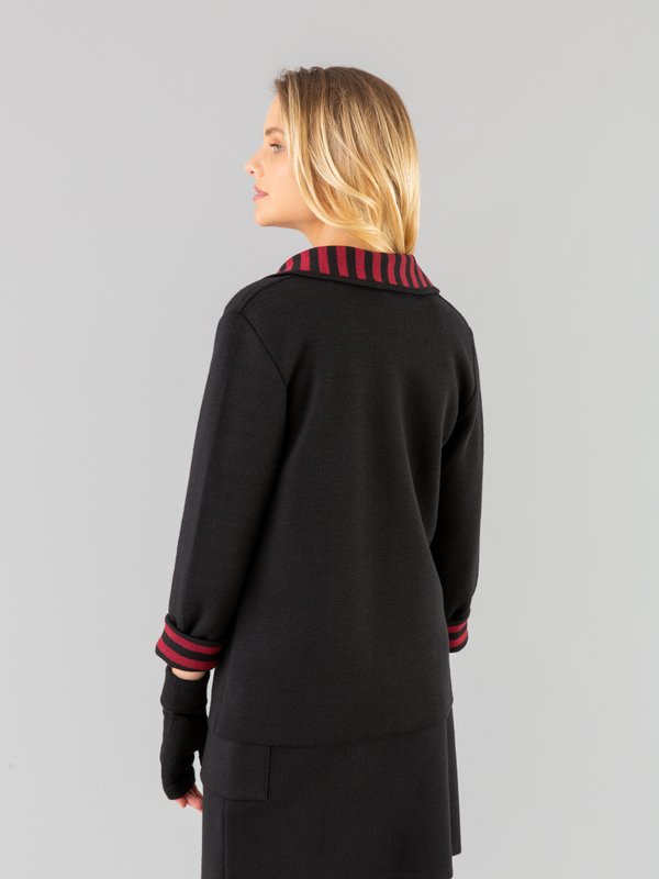 black and red merino wool pea coat _14