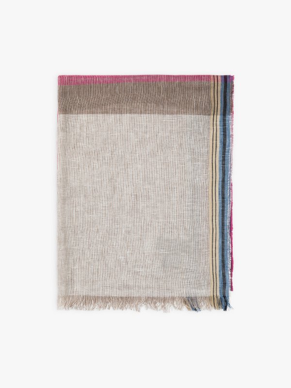 fuchsia and beige two-toned linen Caliste scarf_1