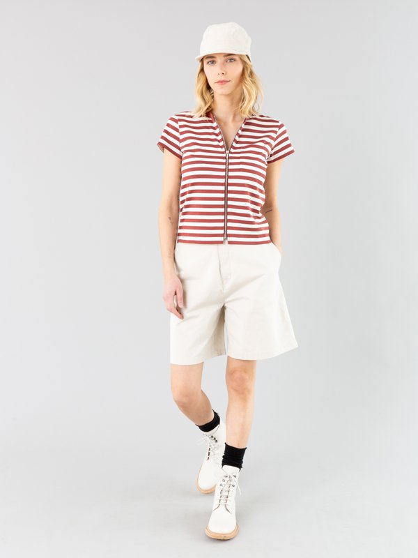 mahogany and off white striped Brando Zip t-shirt_12