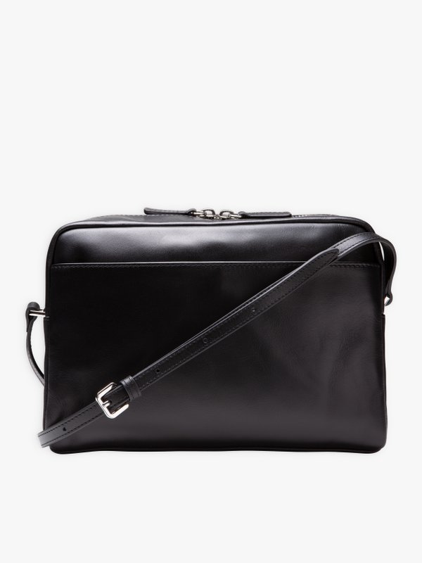 black leather shoulder bag with zipped pocket_3