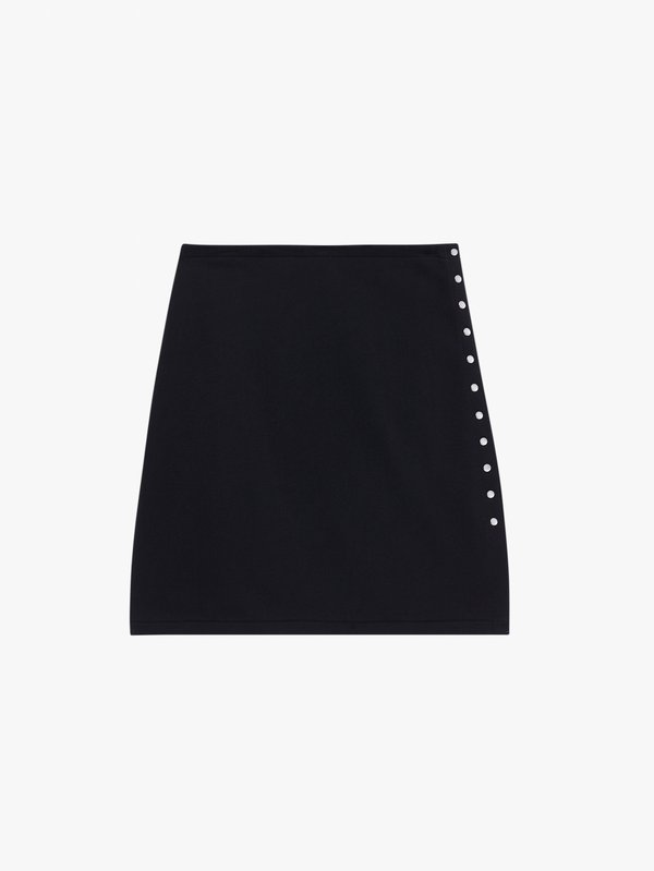 black cotton fleece snap skirt_1