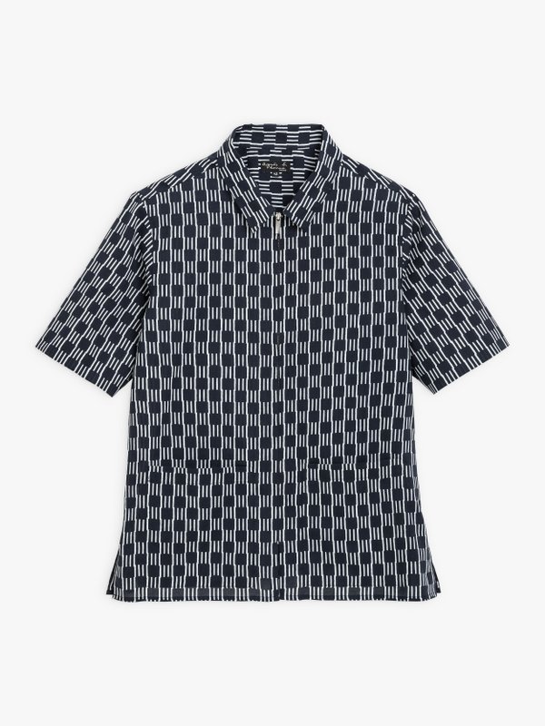 blue zipped men shirt with geometric design_1