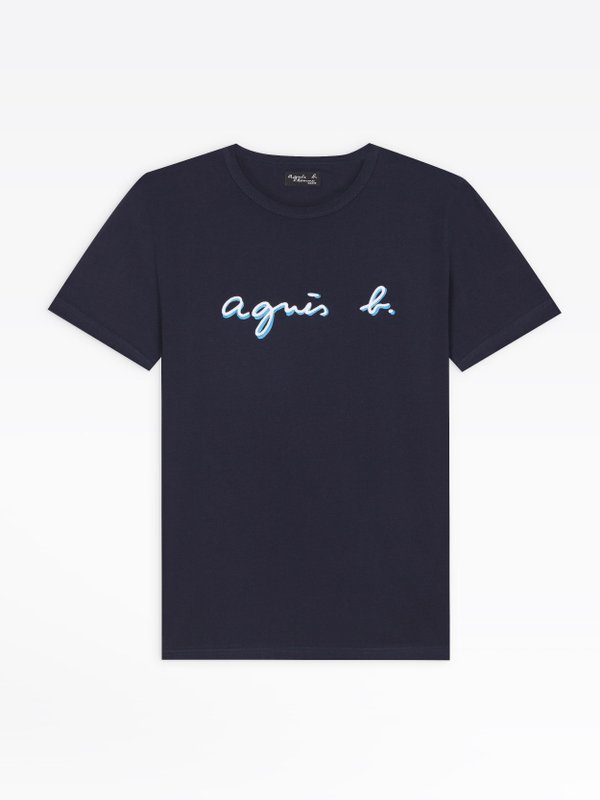 blue short sleeves t-shirt "agnÃ¨s b." embroidered_1