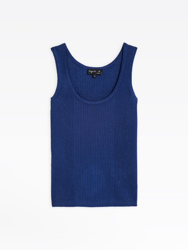 royal blue silk and linen Biscuit top_1