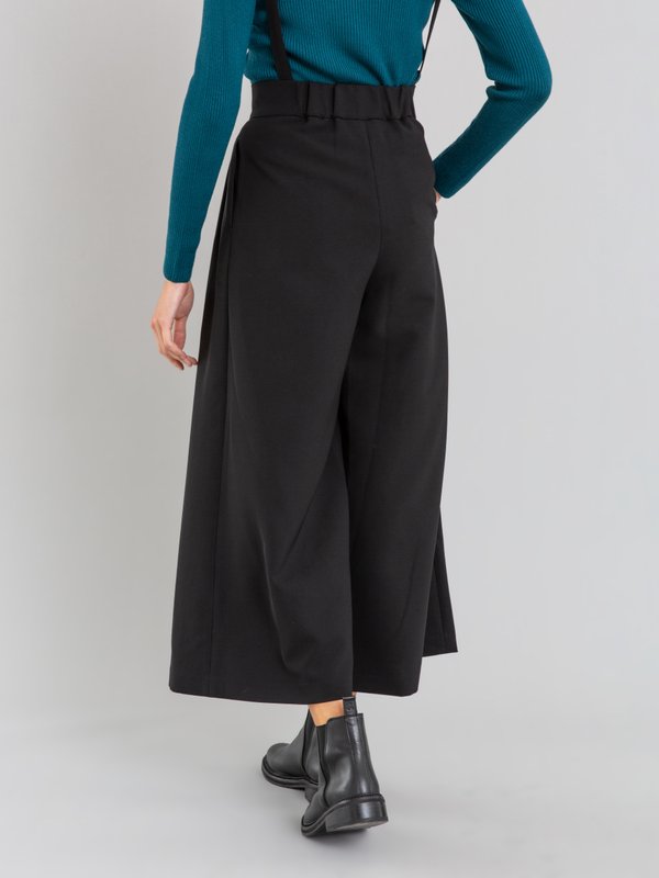 black To b. by agnÃ¨s b. wide-leg trousers with removable straps_13