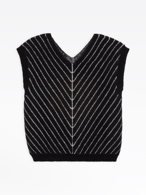 black and white striped mohair Diag jumper_1