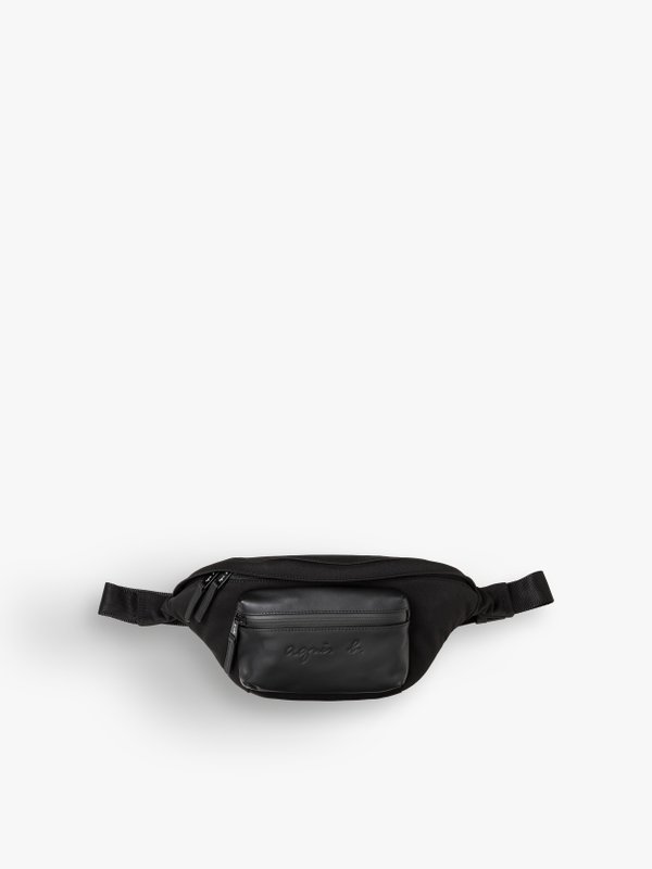 black nylon and leather bum bag_2