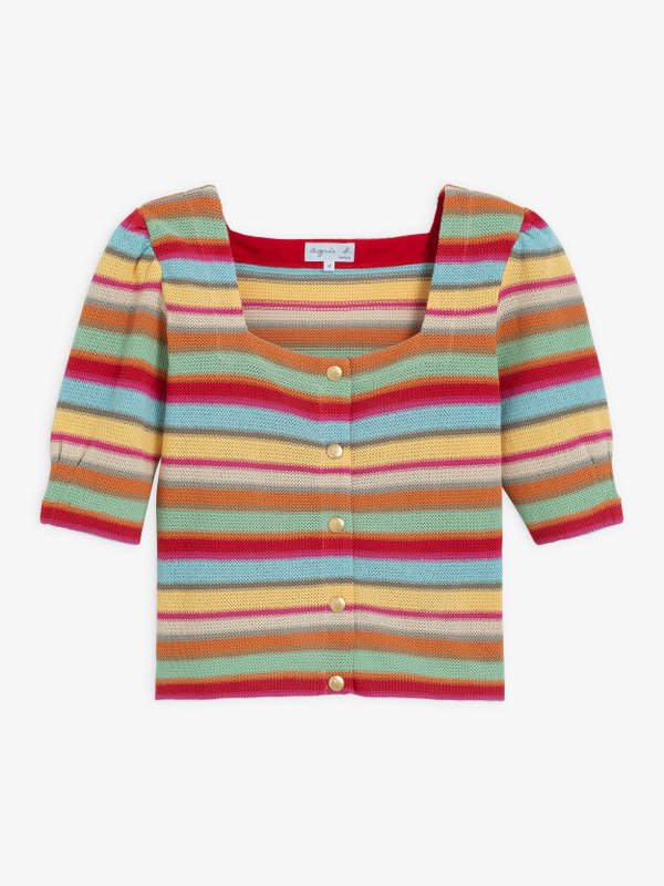 striped Raschel knit Bolero top_1