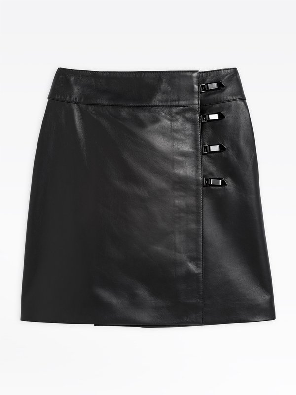 black leather wrap skirt_1