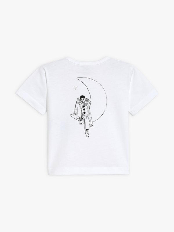 white "Au clair de la lune" undershirt with Pierrot drawing on the back_2