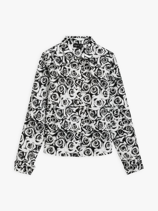 white and black shirt with roses print_1