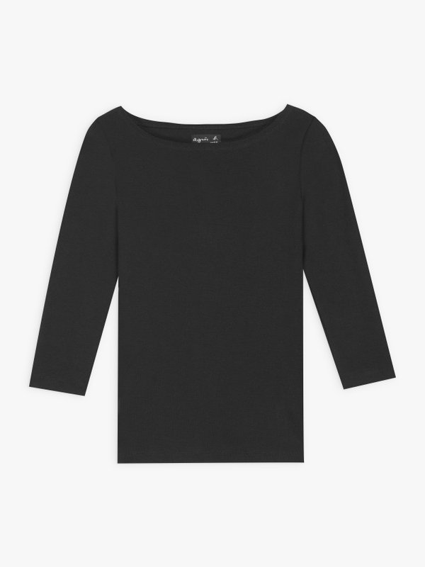 black 3/4-length sleeves Leopard t-shirt_1