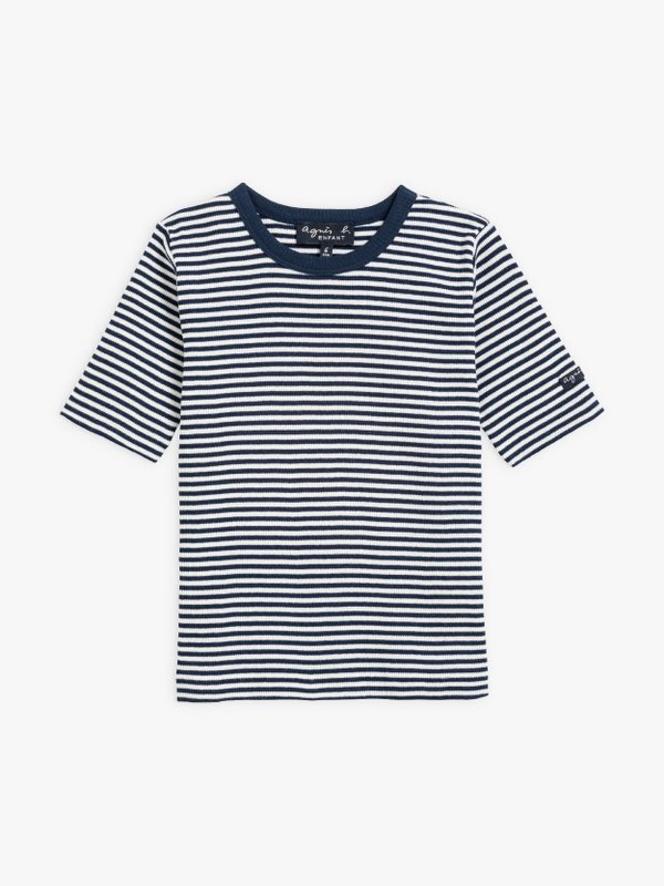 navy blue and white ribbed coulos t-shirt with stripes_1