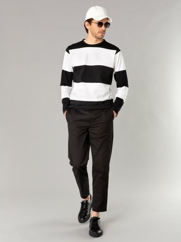 black and white Coulos t-shirt with very wide stripes_12