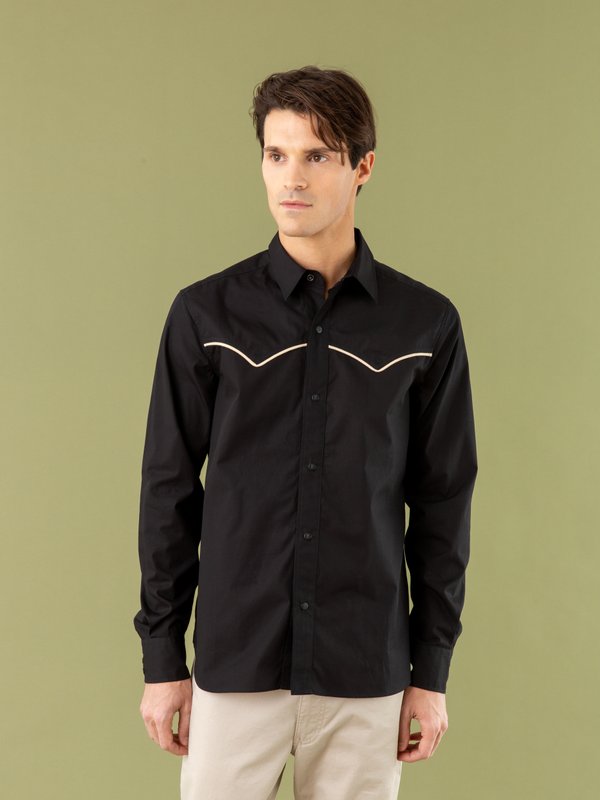 black cotton poplin Western shirt_15