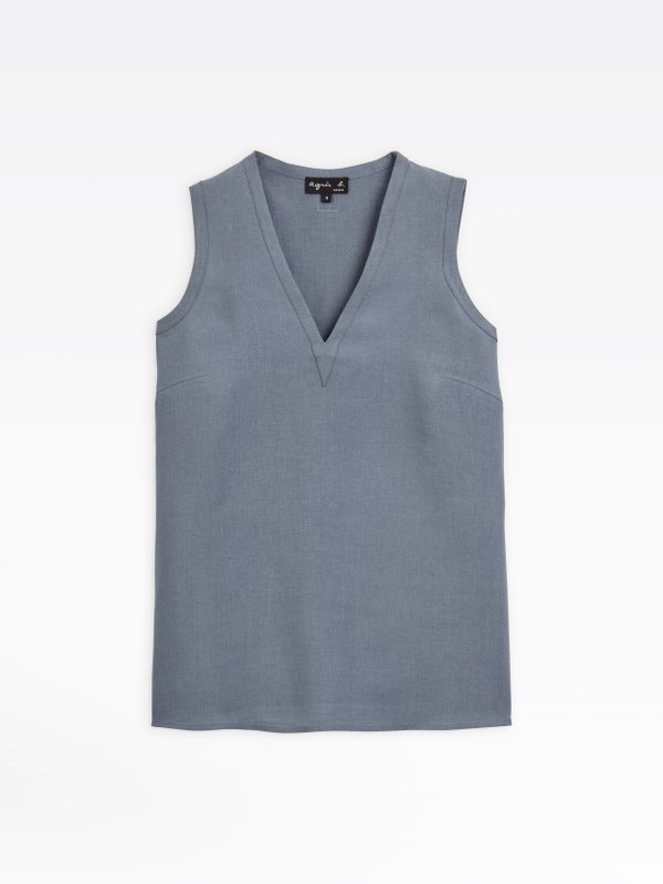 grey blue linen sleeveless top_1