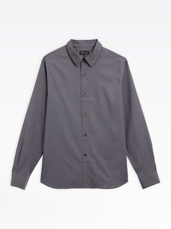 dark grey cotton percale Thomas shirt_1