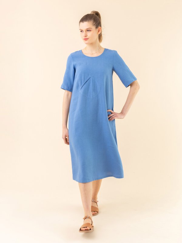 Persian blue linen midi dress_12