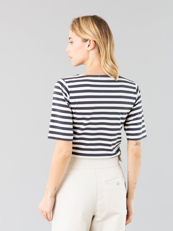grey and off white Bow t-shirt with stripes_14