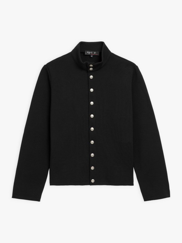 black merino wool Yvan snap jacket_1