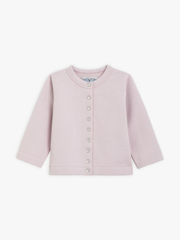 pale pink baby cotton fleece snap cardigan_1