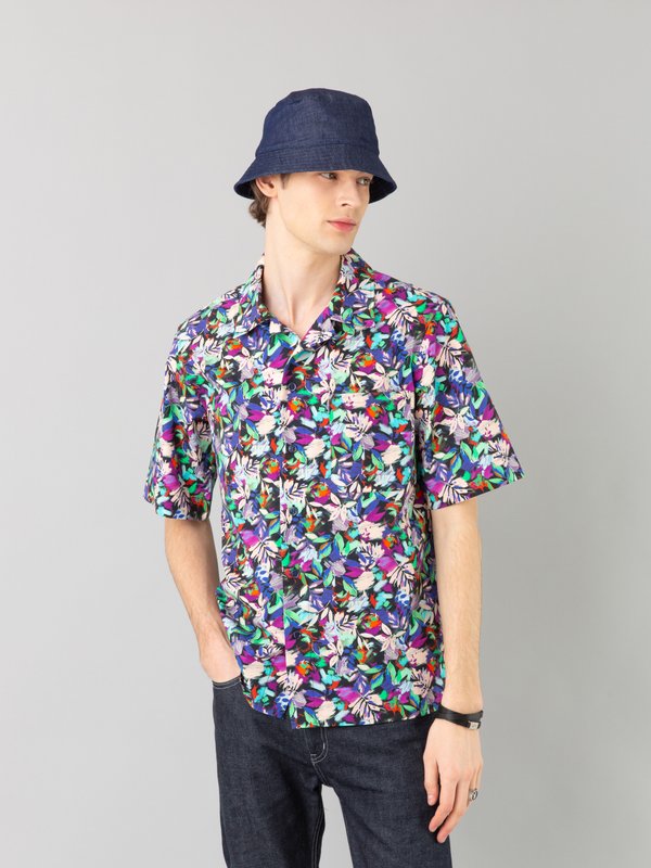 black and turquoise floral print Magnum shirt_11