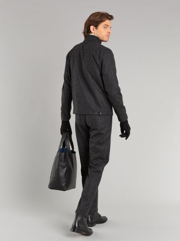 mottled black wool jersey Motor trousers_13