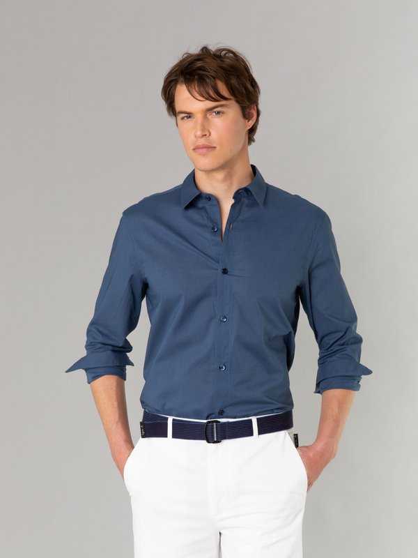 dark blue cotton percale Thomas shirt_11