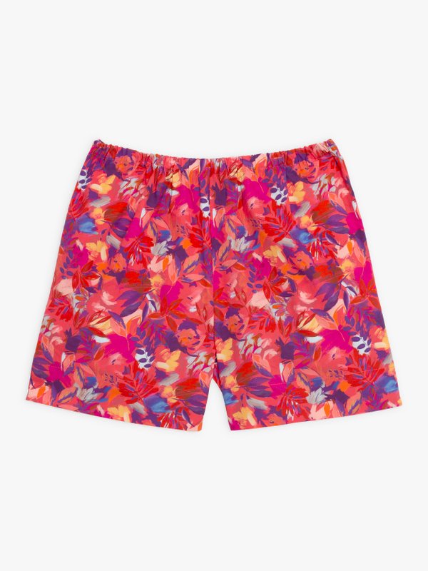 red and fuchsia floral print Lauren shorts_1