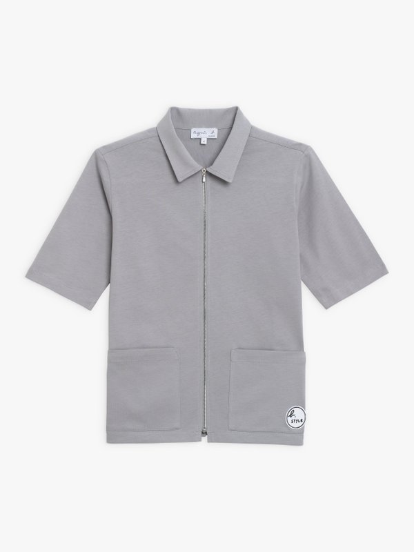 light grey jersey Zip shirt_1