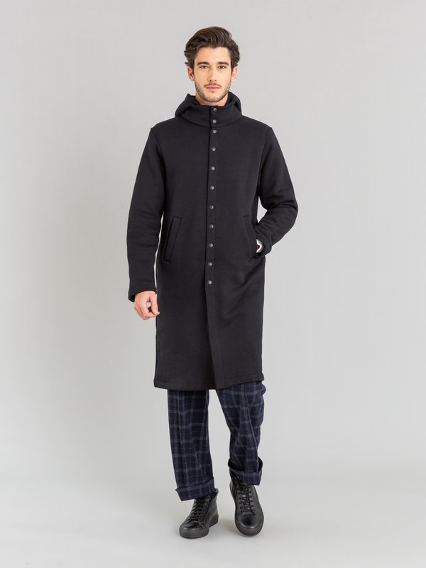 black cotton fleece Yvan snap coat_11