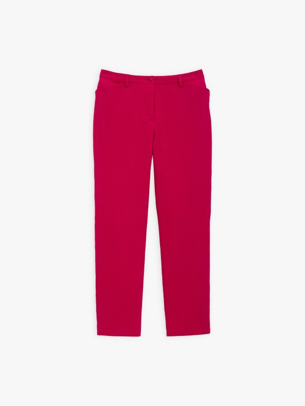 carmine red seersucker Elvy trousers_1