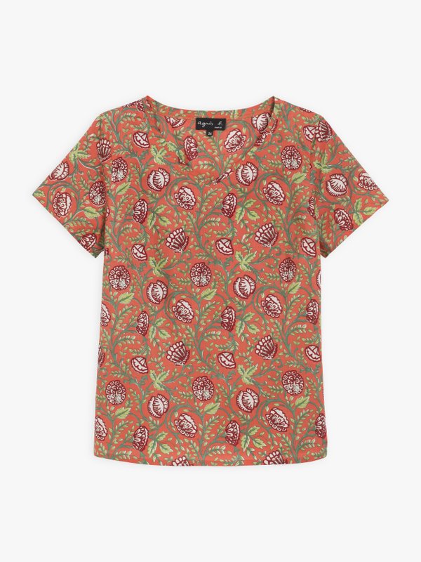 orange and green Soline top with floral print_1