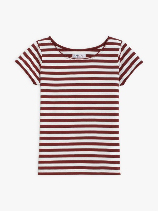 mahogany and off white Australie t-shirt with stripes_1