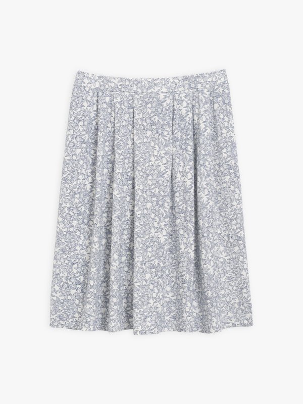 blue and off white jersey cerise skirt with floral print_1