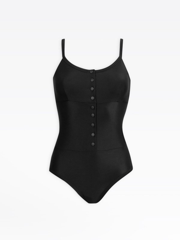 black one-piece snap swimsuit_1