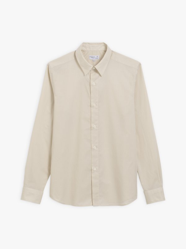 beige cotton percale Thomas shirt_1