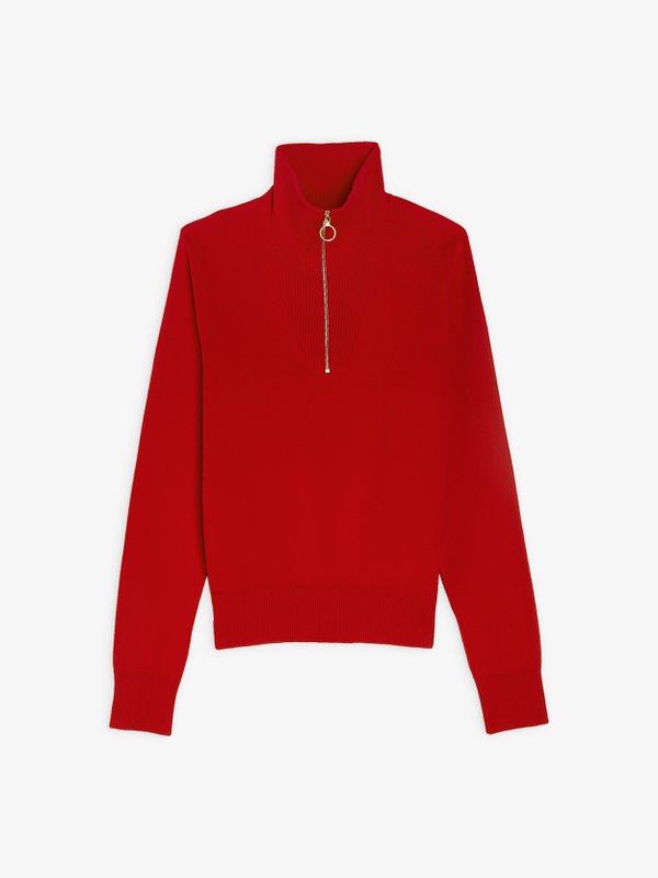 Zip red cotton sweatshirt_1