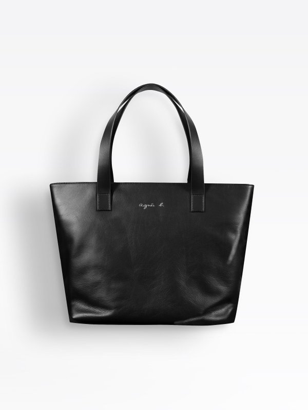 black leather cleliane shopping bag_1