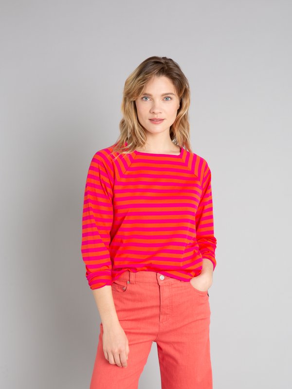 fuchsia and blood orange striped carrelet t-shirt_11