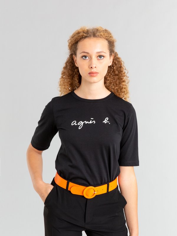black "agnÃ¨s b." Brando t-shirt with elbow-length sleeves_11