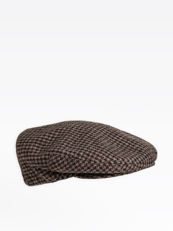 mahogany Yann cap with houndstooth pattern_1