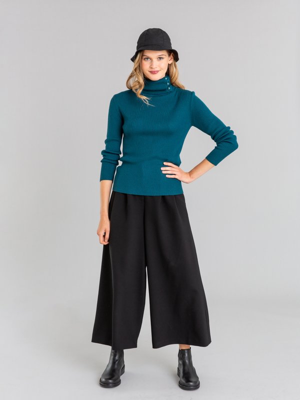 black To b. by agnÃ¨s b. wide-leg trousers with removable straps_11