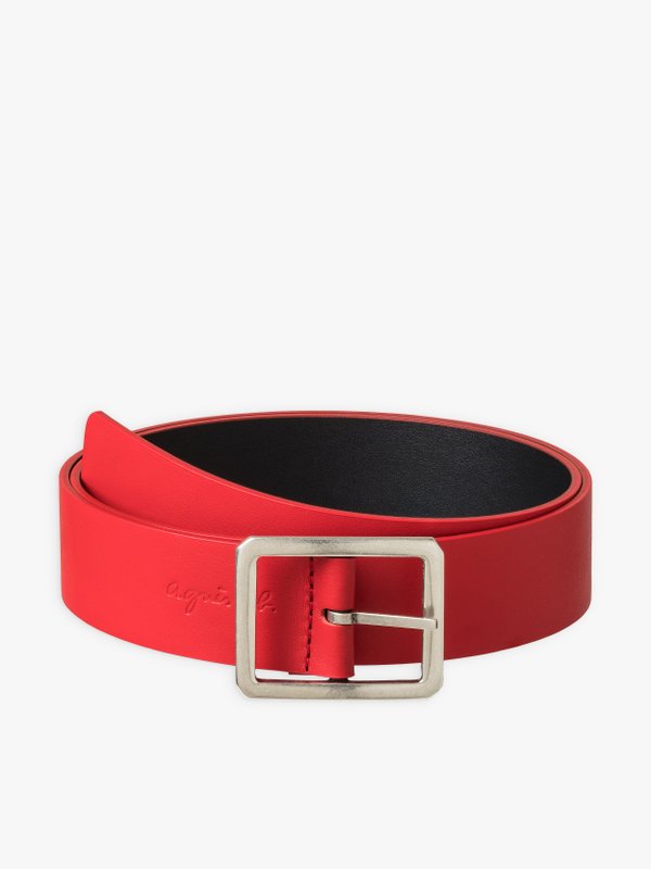 red and black leather Velma reversible belt_1