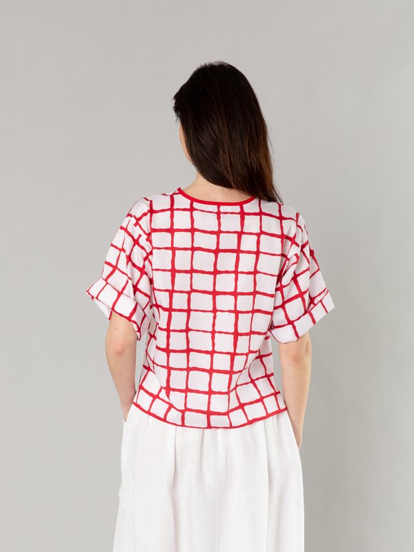 white and red cotton satin louise top_13